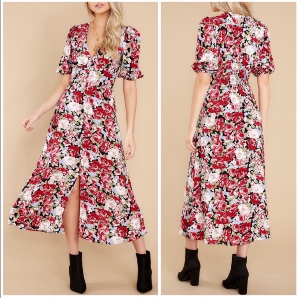 MINKPINK kind words Floral Midi  Dress M